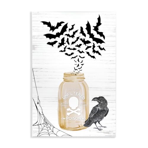 'Spooky Bats Flying Black Raven Spider Web'| Wall Plaque Art