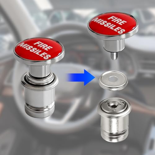 Image of Fire Missiles Button Car Cigarette Lighter Plug, Car Cigarette Lighter Replacement, Aluminum Alloy Push Button Lighter Plug, Standard 12V Fast Heating Power Socket for Auto