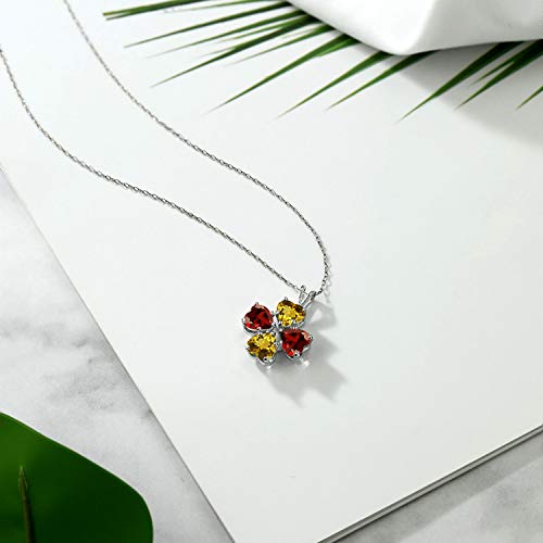 Gem Stone King 925 Sterling Silver Yellow Citrine and Red Garnet 4 Heart Shape Gemstone November Birthstone Pendant Necklace For Women (3.24 Cttw, 6MM Heart, with 18 Inch Silver Chain) - Image 5