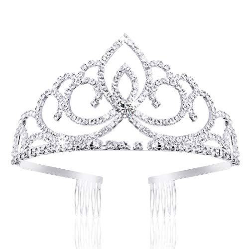 Didder Silver Tiara Crystal Tiaras for Girls, Elegant Rhinestone Princess Tiara Crown for Girls Tiara with Combs Tiaras and Crowns for Women Tiara for Women Headband for Bridal Wedding Birthday Party