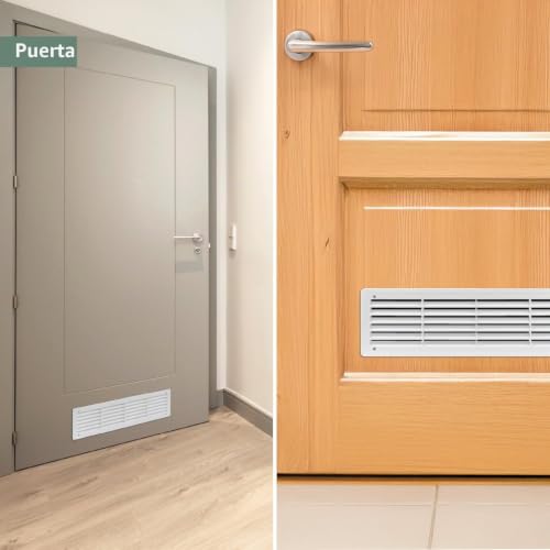 Miniatura 5 de Vent Systems 450 X 120 Mm, Paquete De 2 Registros De Aire Blancos Para Puerta, Rejillas De Ventilación De Dos Lados, Rejillas De Ventilación Interiores, Baño, Armario, Garaje A Través De La Puerta