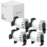 DK-2212 Papieretikett kompatibel für Brother DK2212,62 mm x 15,24 m, kontinuierliches Etikettenband, Verwendung mit Brother QL-500, QL-550, QL-570, QL-580N, QL-650TD, QL-700 Etikettendrucker,4 Rollen