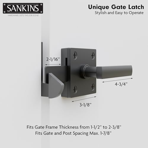 Image of Black Heavy Duty Double Side Gate Latch for Wooden Fence, Self Locking Aluminum Gate Latch for Outdoor Fence, Swinging Door Latch Gate Hardware,Black