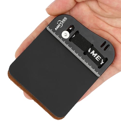 POEARCUS Barebow Finger Tab for Archery - Finger Tabs for 3 Finger Under Recurve Bow Archery, Premium Cowhide Face & Suede, Aluminum Guard with Arrows Nocks Adjustment System