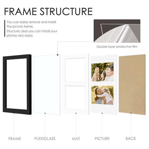 Image of DUENPY 6x9 Picture Frame Double 3.5x5 Collage Picture Frame Displays Two 3.5x5 inch Photos Collage Wall Decor Wall Hanging or Tabletop Black
