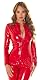 Koucla Langarm Wet Look Maxi Overall Long Catsuit V-Neck Jumpsuit mit Zipper Reißverschluss S
