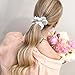 QFGasre White Satin Scrunchies Large Lace Scrunchies Double Layer Hair Bands Elastic Hair Ties Ropes Ponytail Holder Hairs Accessories for Thick Curly Hairs