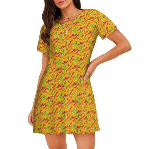 Robe de nuit légère manches courtes femme pour soirées d'été