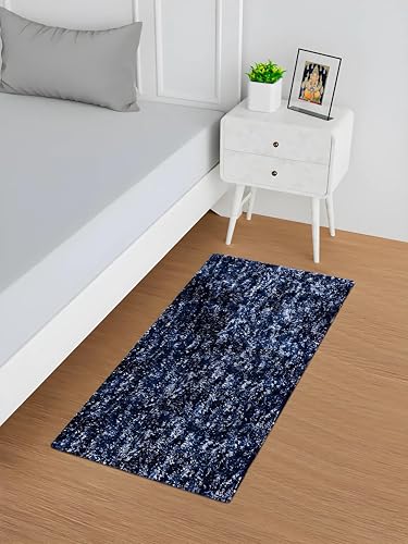 Image of Kuber Industries Microfiber Bedside Runner | 22x55 Inch | Floor Rug For Home, Hall | Bedroom Carpet For Kitchens | Lexus Carpet For Living Room | Blue