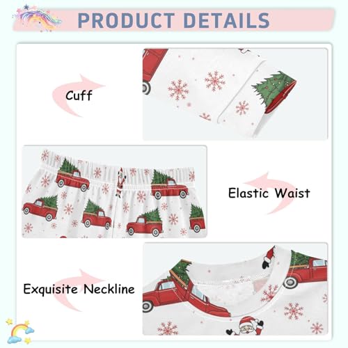 Pajama Sets Long Sleeve Christmas Truck Santa Pattern Soft Comfy Sleepwear 2 Piece PJS 3-8T4