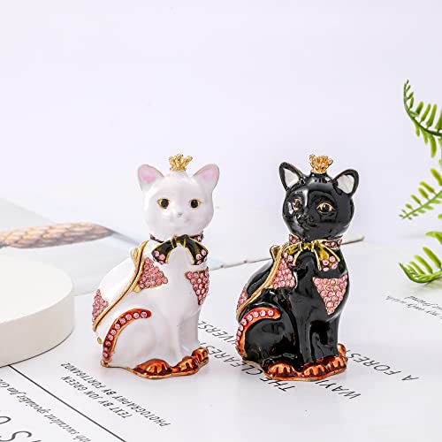 Ingbear Black Cat Figurine Hinged Trinket Boxes, Unique Gift For Mother's Day, Hand-Plated Enameled Jewelry Box, Animals Ornaments For Home Decor. #TOP5