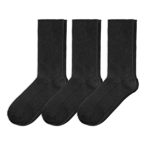 NORDIC Socks Merino Wool Everyday Sensitive Socks for Women & Men 3-Pack Crew Socks Colorful Unisex Non-Binding Socks Anti-Blister Moisture-Wicking (UK Alpha L XXL Regular Regular Black)