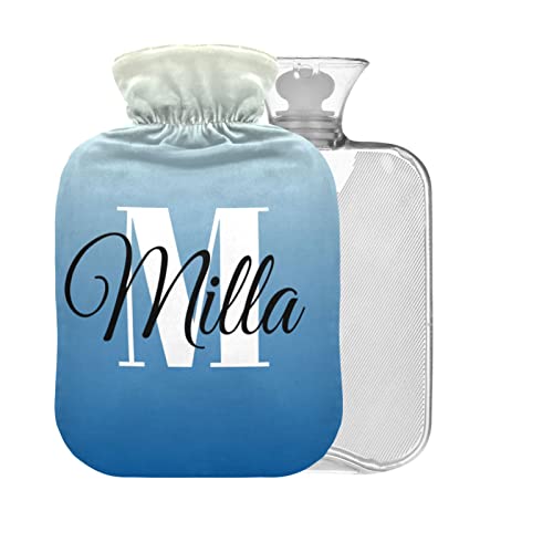 Blue White Gradient Custom Hot Water Bottle with Cover 1L Personalized Small Hot Water Bag for tag1 BAP Free