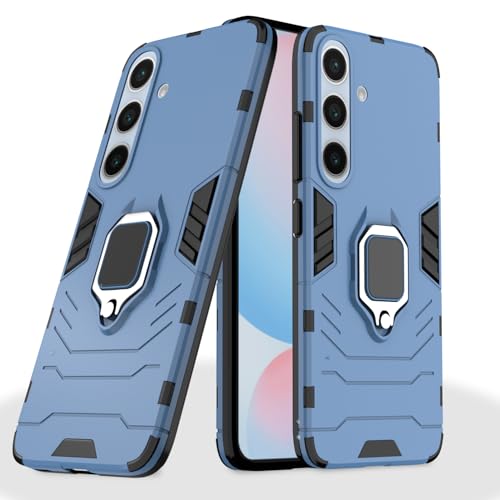 Image of Pikkme D5 Tough Armor Bumper | 360 Protection Case | Ring Holder Stand Case for Samsung Galaxy S24 FE 5G (Blue)