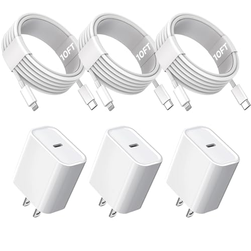 10FT iPhone Fast Charger,3Pack Extra Long[Apple MFi