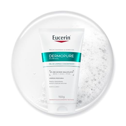 EUCERIN Gel de Limpeza Facial Antiacne DermoPure Concentrado 150ml, Peles Oleosas e Acneicas