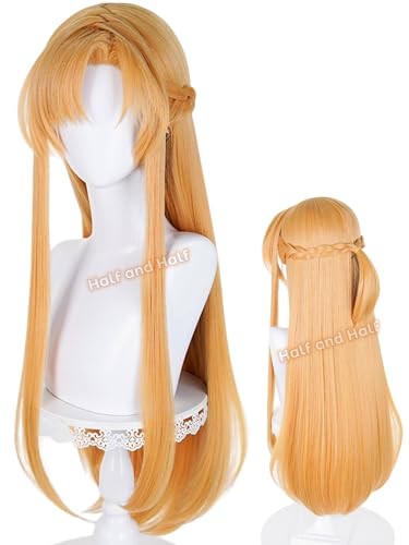Asuna-Yuuki Cosplay Wig Long Straight Orange S-A-O Anime Cosplay Wig