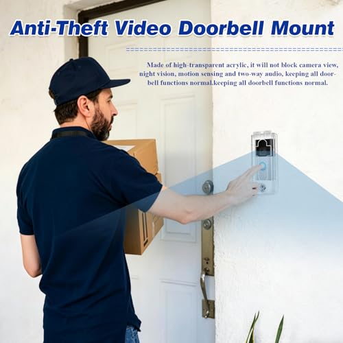 Image of Outdoor Anti-Theft Doorbell Lock Box for Ring, Clear Acrylic Slip-On Cover