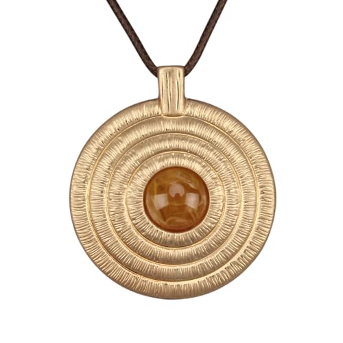 JAOYU Chunky Boho Pendant Necklace Women Long Vintage Gold Charm Necklace