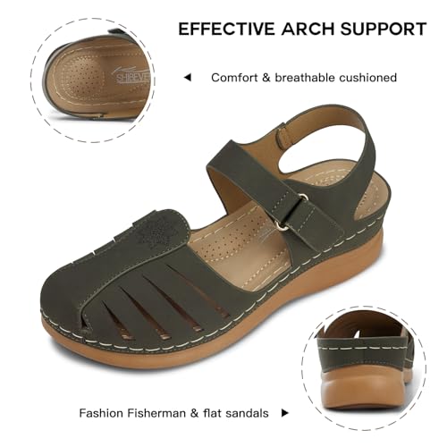 Image of SHIBEVER Women Comfortable Flat Sandals: Closed Toe Dressy Summer Sandal | Fisherman Comfortable for 8+ Hours Walking - No Ankle Rubs for All-day Commutes Lightweight Casual Outdoor Shoes