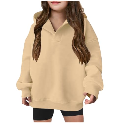LRMQS Girls Oversized Hoodies 2024 V Neck Hooded Sweatshirts Trendy Long Sleeve Pullover Casual Fall Teen Girl Preppy Clothes