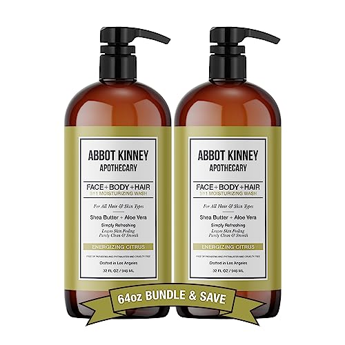 Abbot Kinney Apothecary Men's 3-In-1 Wash, Moisturizing Shampoo, Conditioner, And Body Wash For Men, Suitable For All Skin And Hair Types, 32Oz (Energizing Citrus) – 2 Pack #TOP14
