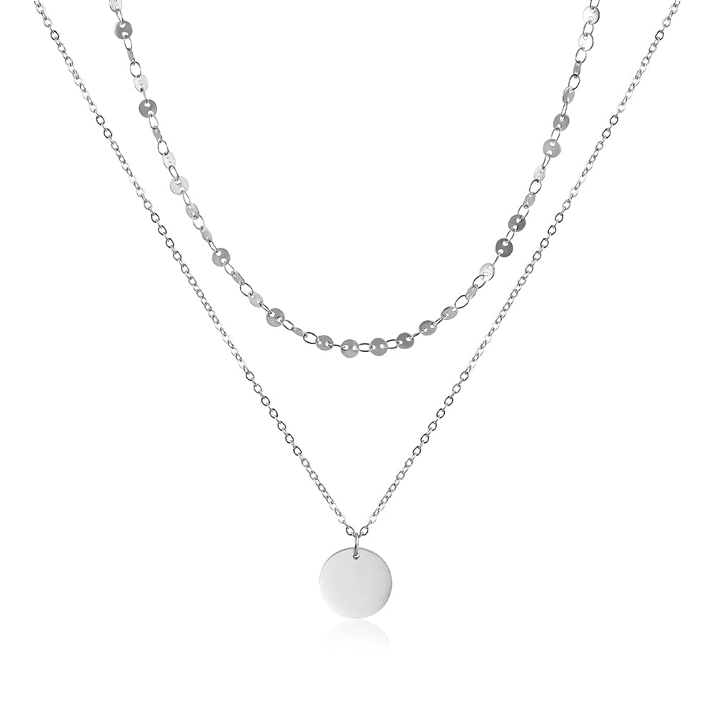GD GOOD.designs Mehrreihige Kette für Damen mit Plättchen - wasserfeste Coin Halskette zweireihig I Layered Plättchenkette aus Edelstahl
