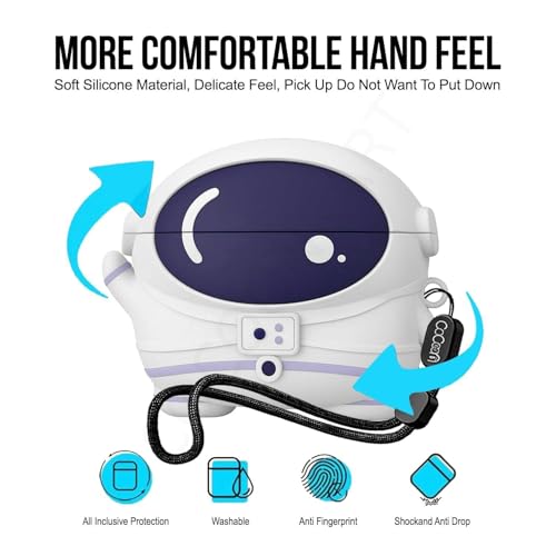 Image of Cartoon Silicone Case Cover Compatible for OnePlus Nord Buds 4 Pro (Astronaut + Lanyard)