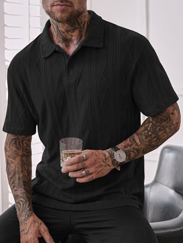 Camisa Polo para Hombre Herberton Texturizada de Punto, Ajuste Suelto, Casual, Manga Corta, Verano (Tallas S a XXL) miniatura 6