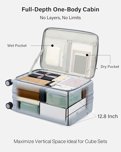 Image of Hanke Hardside Expandable Checked Luggage, 24 Inch Top Opening Trunk Luggages with Spinner Wheels, All-PC Hard Shell Suitcase, Lightweight TSA Checked-Medium(Grey, 83L)