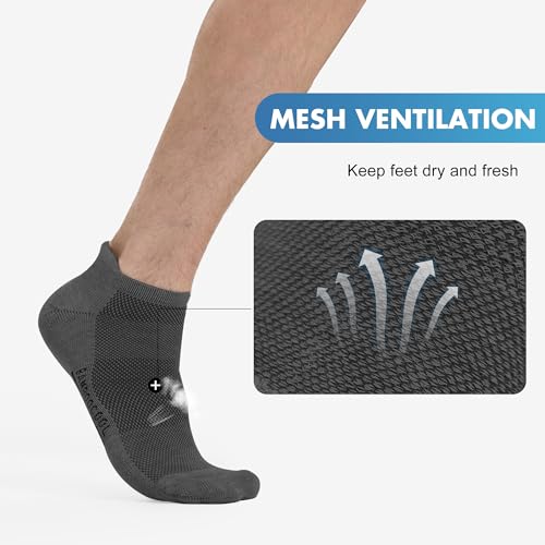 Image of BAMBOO COOL Men's Ankle Socks Moisture Wicking Breathable Odor Control Athletic Cushioned Running Socks Arch Support 8 Pack