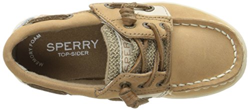 Sperry — Sapato náutico para meninas Songfish (Bebê/Criança pequena), Linho/Aveia, 7.5 Wide Toddler