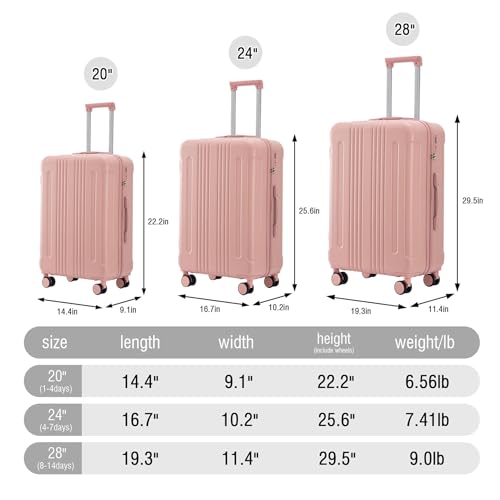 Hardshell Luggage Set - 3 Piece Spinner Suitcases with TSA Lock and Smooth Wheels, 20, 24, 28 Inch2