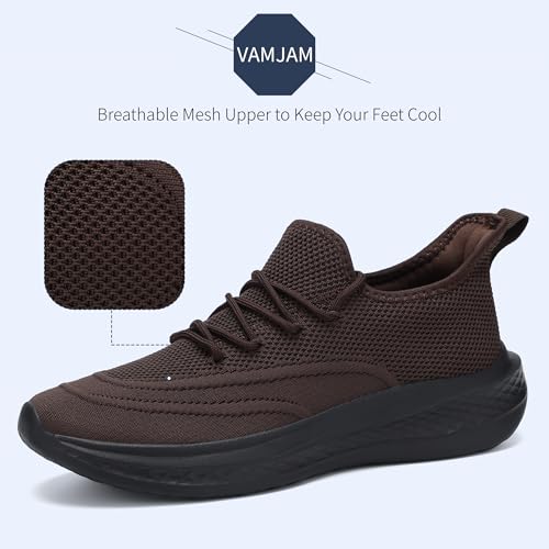 Image of VAMJAM Men's Running Shoes Slip On Walking Shoes Non Slip Lightweight Workout Breathable Gym Sneakers Fashion Mesh Sneakers