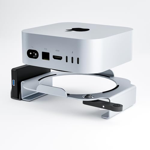 Image of CHEVIK 2026 Upgraded MiniMount Steel Stand for Mac mini M4 & M4 Pro with Power Button Extension, Improved Cooling Desktop Mount & Hard Disk Organizer Attachment