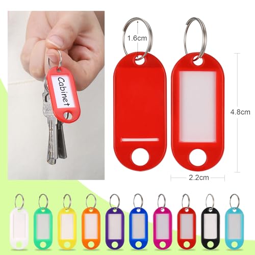 JIANTA 100 Pack Key Tags with Labels, Plastic Key Rings with Labels, Pets Memory Stick ID Label Tag Luggage Id Labels Name Tags Id Tags Key Fobs with Labels - Image 3