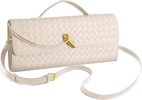 ميكنج تيك شنطة يد صغيرة انيقة منسوجة للنساء - شنطة سهرة من جلد البولي يوريثين مع مقبض قابل للازالة، شنطة كتف واسعة/شنطة كروس للمناسبات الرسمية والحفلات