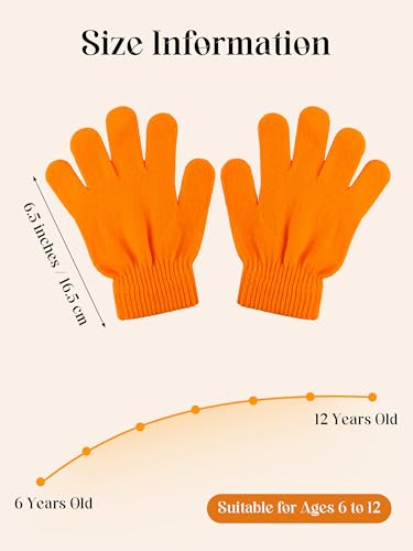 Image of Cooraby 12 Pairs Kid's Winter Magic Gloves Children Stretchy Warm Magic Gloves Boys or Girls Knit Gloves for 6-12 Years