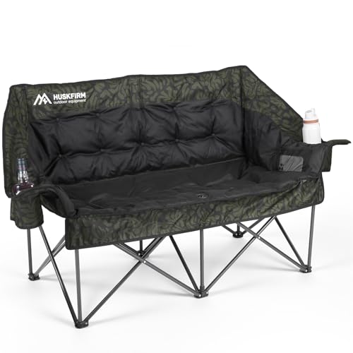 Image of Oversized Double Camping Chair Padded Camping Chair for Adults,Green Leaves