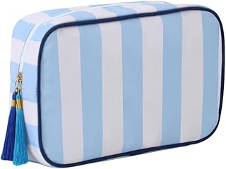 GSHLLO Bolsa de maquillaje de lona a rayas, t...