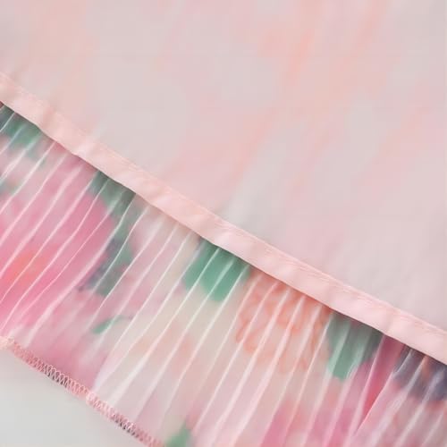 Women's Bohemian Summer Floral Printed Ruffle Pleated Halter Dress Beach Vacation Cute Pink Dresses3