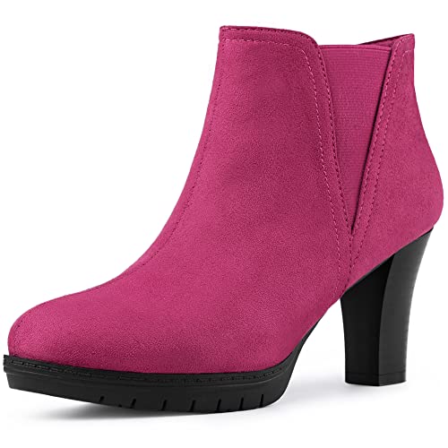 Bottines Chelsea rose vif femme talon carré bout rond pointure 38 EU
