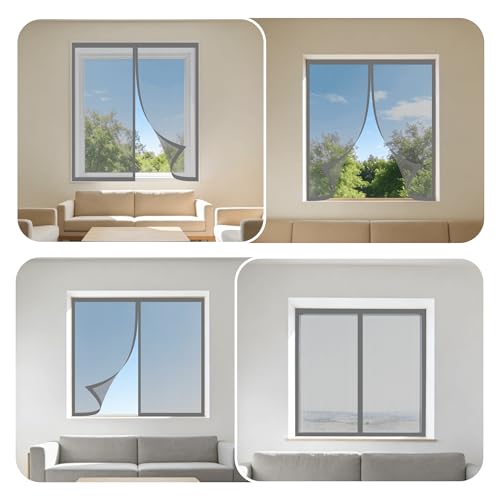 Moustiquaire fenêtre aimantée 65x110 cm en maille grise pour salon - 3