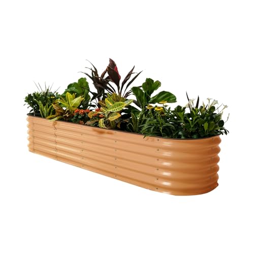 Vego garden Raised Garden Bed Kits, 17" Tall 9 in 1 8ft x 2ft Metal Raised Planter Bed Outdoor for Vegetables Flowers Ground Planter Box, Terra Cotta