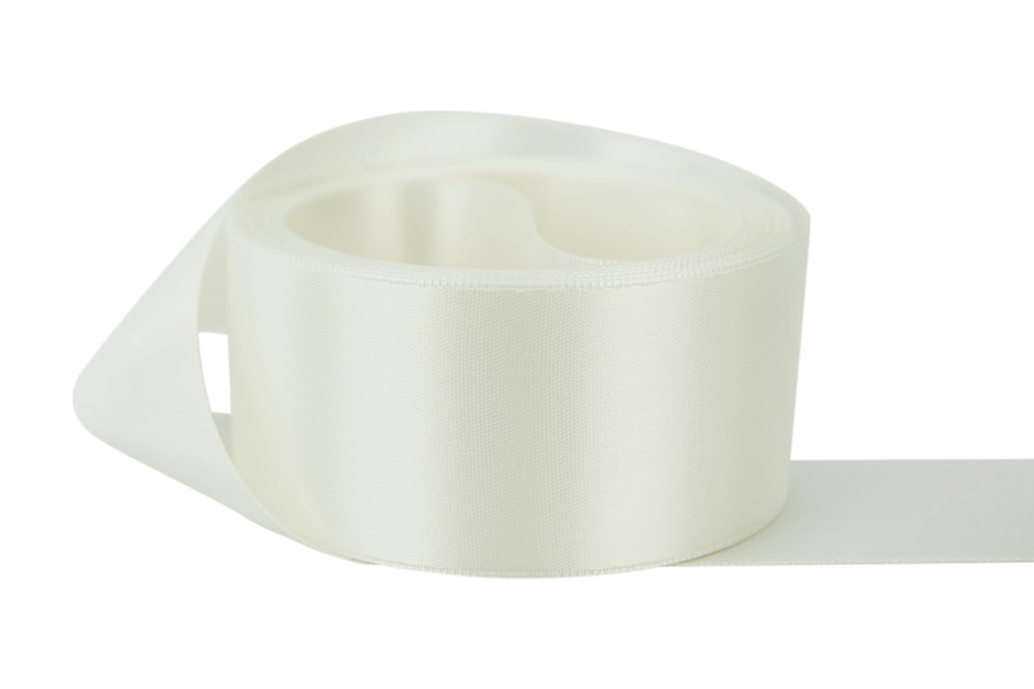 Ribbon Bazaar Double Faced Satin - Premium Gloss Finish - 100% Polyester Ribbon for Gift Wrapping, Crafts, Scrapbooking, Hair Bow, Decorating &amp; More - 5/8" Off White 50yd Spool
