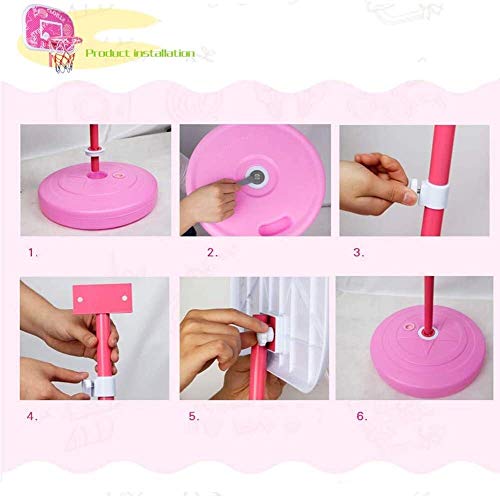 Mgizljj Basketball Goal Girl Indoor Portable Basketball Hoop System Height Adjustable Basketball Stand Pink #TOP3