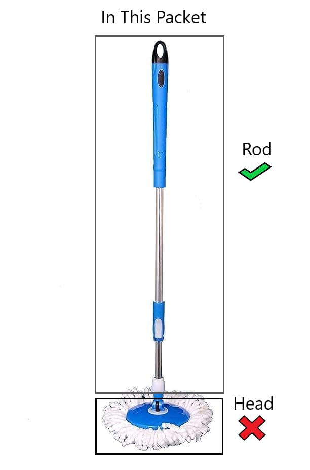 Image of Stainless Steel Spin Mop Rod Only | Replacement Handle Stick for 360 Spin Mop | Durable Telescopic Pole for Home Cleaning (No Bucket, No Mop Head) (Only Rod, 1, Count)