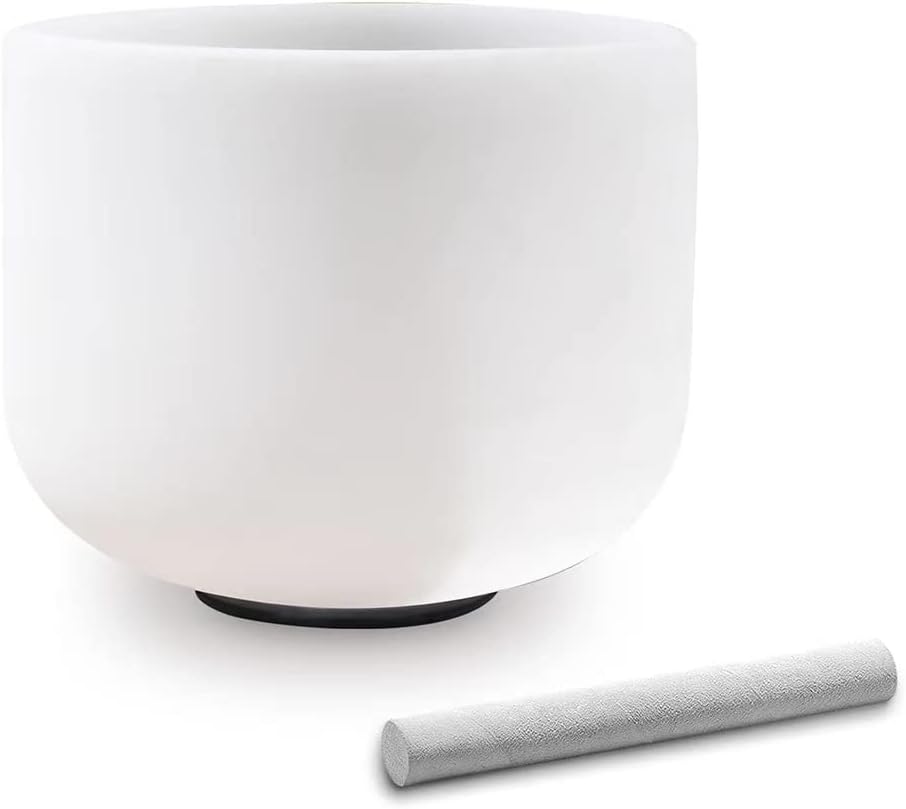 Kresec 8 Inch Crystal Singing Bowl B Note (40 cents) Crown Chakra with O-ring and Mallet Quartz Crystal Sound Bowl for Meditation, Yoga, Spiritual and Body Healing and Energy Cleansing