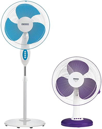 USHA Helix Pro High Speed 400MM Pedestal Fan (40), Blue u0026 Usha Mist Air ICY  400MM 55- Watt Table Fan (Purple) - Price History