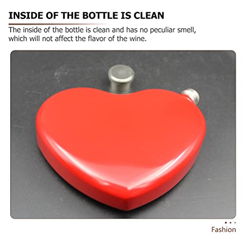 Small Flask Hip Pocket Flask Flask Stainless Steel Leakproof Heart Shaped Flask Liquor Wine Drinking Flask Portable Camping Flask Bar Craft Hip Flask Red Mini Camping Flask Flat Drink Bottle #TOP6